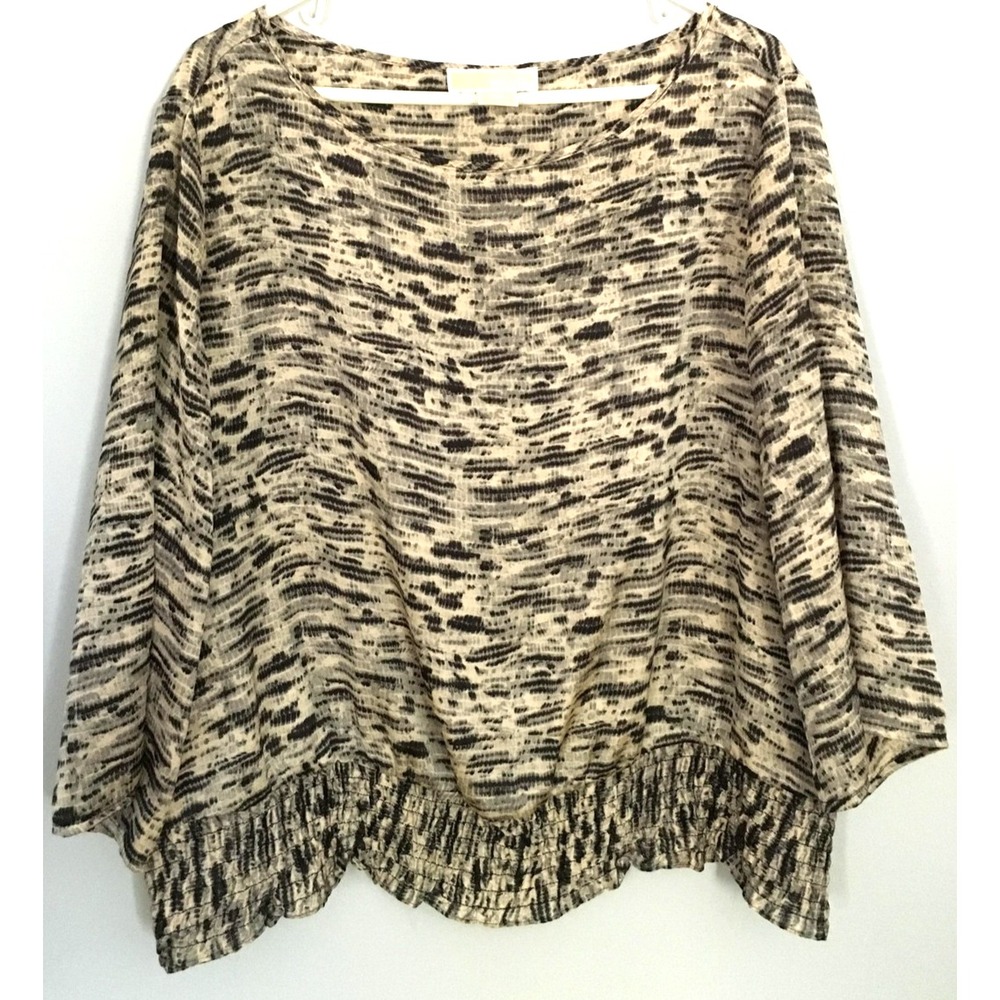 Michael Michael Kors Blouse Womens 2X Abstract Print Elastic Hem Boho EUC
